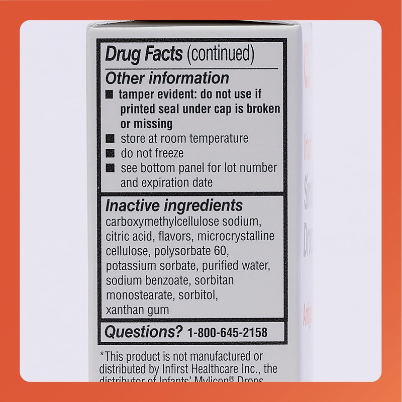 Rugby Dye-Free Infants' Gas Drops - Simethicone 20 mg Liquid