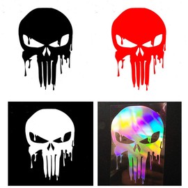 Car Sticker Carved Ghost Rider Punisher Bleeding Skull Funny Car Sticker Reflective Car Sticker Pack of 4
