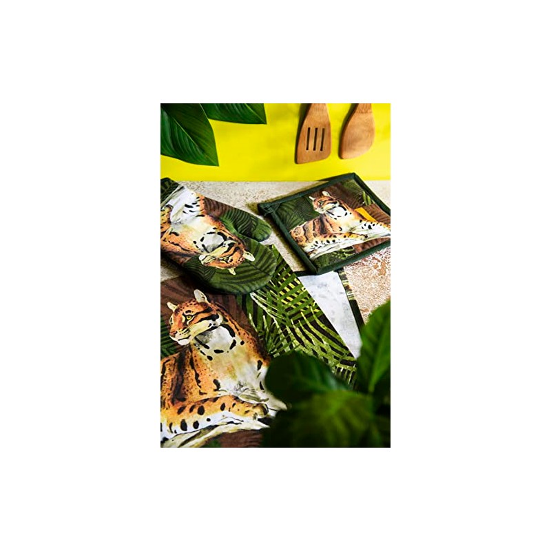 Excelsa Leopard Oven Glove, One Size, 100% Cotton Lining, Polyester