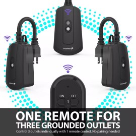 Fosmon 100FT Outdoor Indoor Wireless Remote Control Outlet [3 Reciever/1 Remote]
