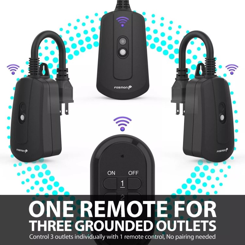 Fosmon 100FT Outdoor Indoor Wireless Remote Control Outlet [3 Reciever/1