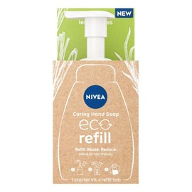 NIVEA Hand Soap Eco Refill Starter Kit, 1 Starter Kit + Refill Tab Lemongrass Scent, Hand Wash Soap, Skin-Friendly - Sustainable Hand Cleanser Solution
