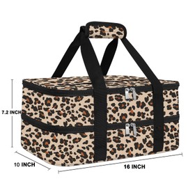 esouler Double Insulated Casserole Carrier Bag Hot & Cold Food Carrier Bag Lasagna Holder Lunch Bag for Picnics, Parties, Travel, Fits 9 x 13 Inches Casserole Dish-Leopard