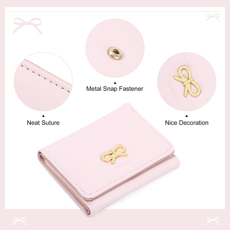 KUANG! Women Fashion Wallets Girls Cute Bow Small Wallet Aesthetic