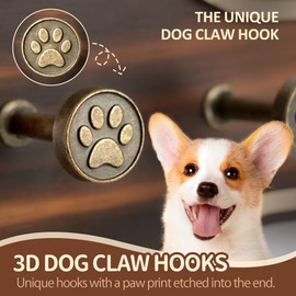 MTERSN Farmhouse Key Holder for Wall - Decorative Rustic Dog Leash Hanger Wall Mounted with Bone Shaped Hooks - Cute Storage Organizer for Home Decor (Retro Brown)