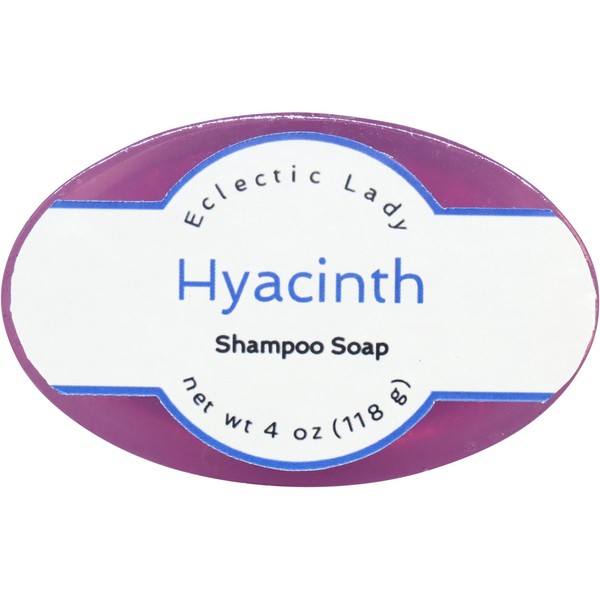 Eclectic Lady Hyacinth Shampoo Soap Bar with Pure Argan Oil, Silk Protein, Honey Protein and Extracts of Calendula Flower, Aloe, Carrageenan, Sunflower - 4 oz Bar