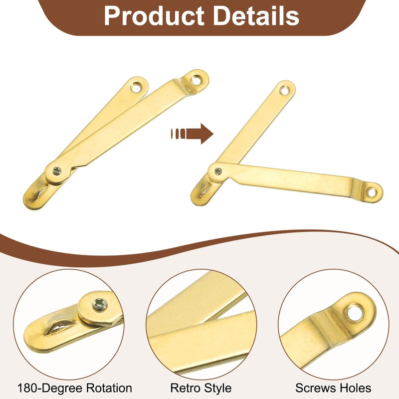 sourcing map 2Pcs 5.71"x0.43" Folding Support Lid Hinges, Left Side
