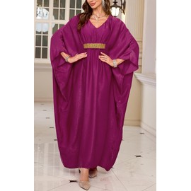 Orshoy Women's Kaftan Dress, Beach Dress, Loose Summer Dress, Long Boho Maxi Dress, Casual Dress, Beach Poncho, Bikini Cover Up, Causal Dress, Sleepwear, purple, One size fits all
