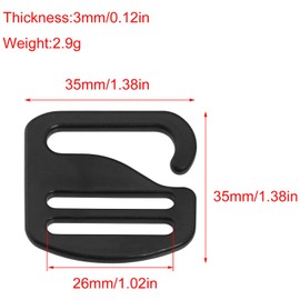 LUORNG G Hook 12PCS 26mm / 1inch Black G-Hook Wave Buckles Backpack Strap Belt Hardware Outdoor Webbing Buckle Clips Adjustable Buckles for Backpack Luggage Strap Webbing, Black, 35mm