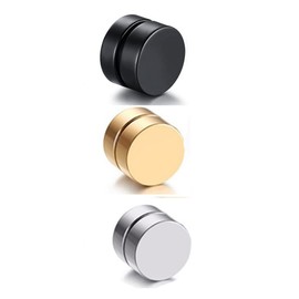 Non Pierced Magnetic Earrings Set Magnet Earrings for Men Titanium Fake Gauge Fake Earrings Punk Dot Flatback Earrings for Women Faux Plug Earring Set 3 Pairs