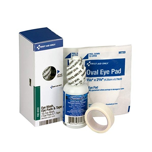 First Aid Only Fae6022 Smartcompliance Eyewash Set With Eyepads And Adhesive Tape