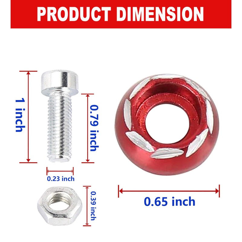 SINGWAYS Motorcycle License Plate Bolts/Screws, RED License Plate Screws Kit