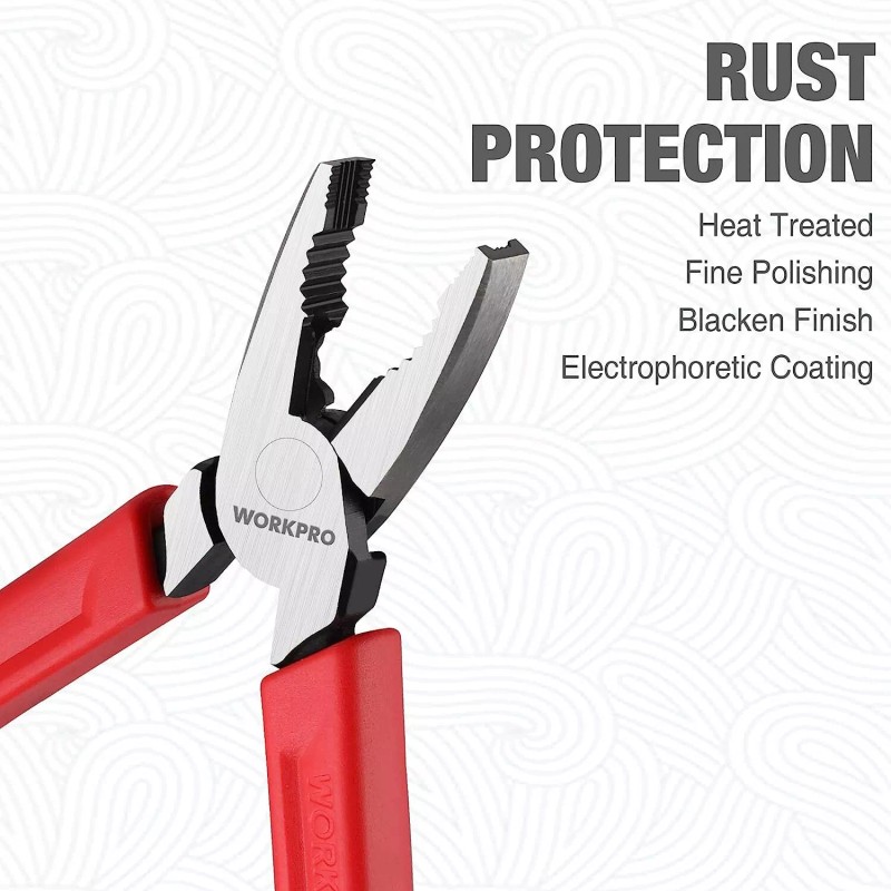 WORKPRO Premium 6.5''Screw Extractor Pliers (Combination Pliers) w/Non-slip Jaws
