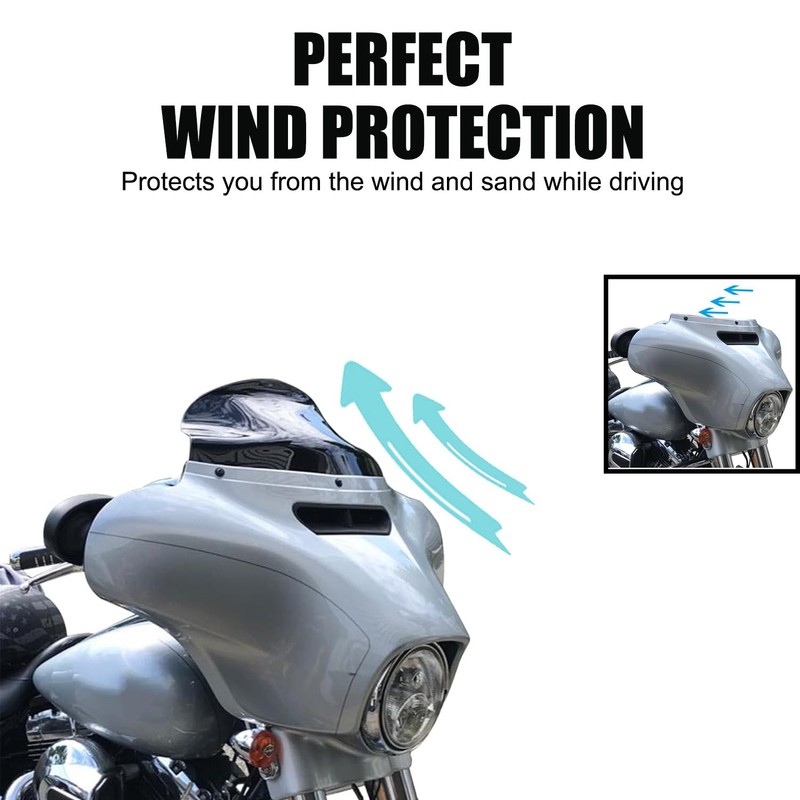 9 inch Black Wave Windshield Windscreen for Harley Electra Touring