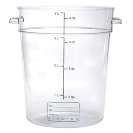 Carlisle StorPlus - Recipiente redondo de policarbonato para almacenamiento de alimentos y paquetes de tapas individuales, Envase, Transparente, 3,78L
