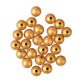 Rayher Wooden Beads, Drilled, FSC Certified, Gold, Matt, 12 mm Diameter, Pack of 25, Craft Beads Made of Wood, Beads for Threading, 63159616