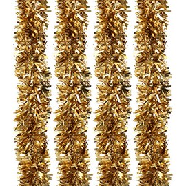 Robelli Thick Luxury MATTE Christmas Tree Tinsel Decoration - (Gold - 8 meters)