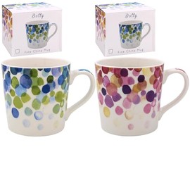The Leonardo Collection Set of 2 Fine China Mugs - Watercolour Dots Design