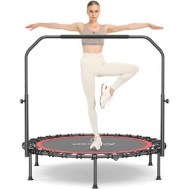 ANCHEER 40/48" Mini Trampoline with Upgraded Bungee Cords, 550LBS Max Load, Adjustable Foam Bar & Resistance Ropes, Indoor/Outdoor Rebounder for Adults