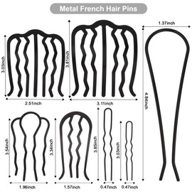 10 Piece Hair Side Combs Black Metal Hair Fork Clip for Women French Hair Pin Stick for Updo Bun, Hair Combs Hair Pins for Buns Hairstyle Hair Accessories for Thick & Fine Hair