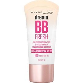 Maybelline Dream Fresh Skin Hydrating BB cream, 8-in-1 Skin Perfecting Beauty Balm with Broad Spectrum SPF 30, Sheer Tint Coverage, Oil-Free, Light, 1 Fl Oz
