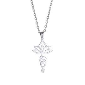 VASSAGO Unalome Lotus Flower Necklace, Lotus Pendant Necklace for Women, Yoga Healing Necklace with Lotus Flower Charm, Yoga Necklace, Jewelry, Gift for Women, Stainless Steel, No Gemstone