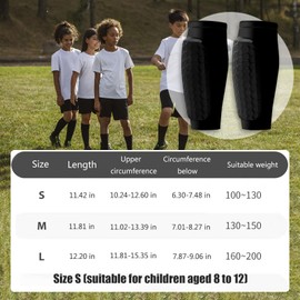 Sports Shin Pads for Children, Shin Pads, 1 Pair of Ski Shin Pads, Shin Pads for Football, Shockproof Football Equipment Children & Teenagers (Black, L)