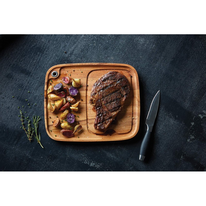 Ironwood Gourmet Fort Worth Steak Plate with Juice Channel, Acacia