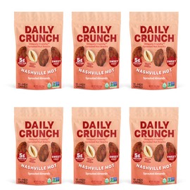 Daily Crunch Sprouted Almonds and Dehydrated nuts for a Unique Crunch, Keto Friendly, Non-GMO Zero Seed Oils, Gluten Free, 4oz (6 Pack, Nashville Hot)