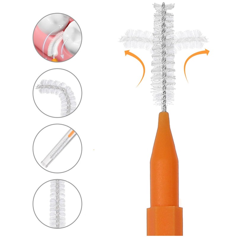 ULTECHNOVO 100piezas Cepillos Interdentales Para Limpieza De Brackets Herramienta De