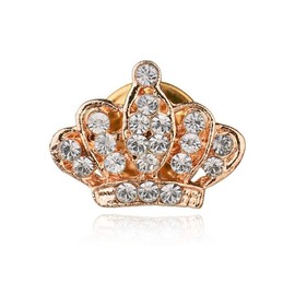 Queen Crown Rhinestones Brooch Pins for Women Gold Silver Crystal Cz Crown Collar Brooch Suit Shirt Collar Buckle Clip Wedding Jewelry (Gold)
