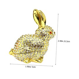 PACKOVE Antique Jewelry Box Rabbit Decoration Small Enameled Trinket Case with Rhinestone Zodiac Ornament for Women Home Bedroom Party Decor