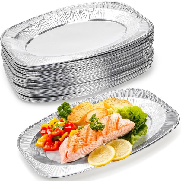 Frcctre 30 Pack Large Aluminium Foil Trays, 14x9 Inches Disposable