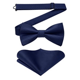 Enlision Men's Bow Tie with Pocket Square - Bow Ties for Men Wedding Pre-Tied Bow Suit Bow Tie and Handkerchief Set with Gift Box, darkblue