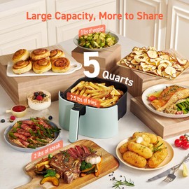 COSORI Air Fryer Pro LE 5-Qt Airfryer, With 20PCS paper liners, 10 Functions that Dry, Bake, Roast &Preheat, Shake Reminder, Up to 450℉, 85% Oil less, Compact, 130+ Recipes, Dishwasher Safe, Green