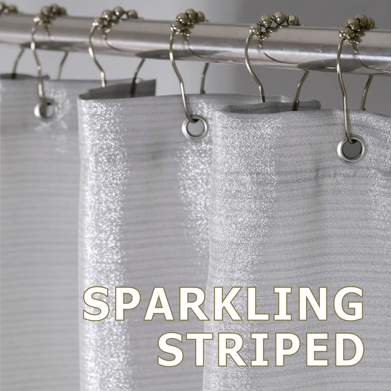 Silver Shower Curtains for Bathroom: 84 Inch Glitter Sparkle Bling