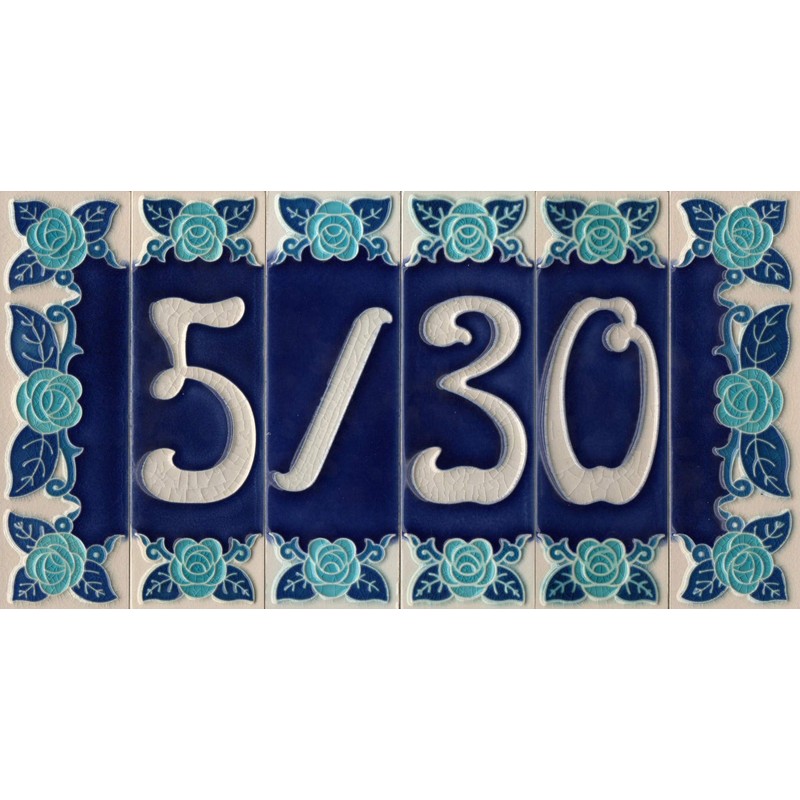 Phosphorescent Hand Painted Italian Ceramic Number & Letter Tiles House