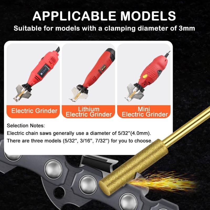 JONRIOUS 36Pcs Diamond Chainsaw Sharpener Bits,High Hardness 7/32 Chainsaw Sharpening
