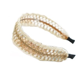 BEKYNI Women's Fashion Headbands - Vintage Ethnic Style Wide Knot Hair Accessories, Floral Fabric Headbands for Women (4-Beige, One Size)