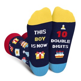 SuniSooci 10th Birthday Gifts for Boys Children - Funny Fun Funky Cool Crazy Birthday Socks for 10 Year Old Kids Boys -Gag Easter Valentines Christmas Gifts for 10 Year Old Kids Teens Stocking Stuffer