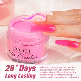eodci EODCI 1oz Jelly Hot Pink Color Dip Powder, No Needed Nail Lamp Curing Odor-Free&Long-Lasting Nail Art Starter Manicure Salon DIY at Home