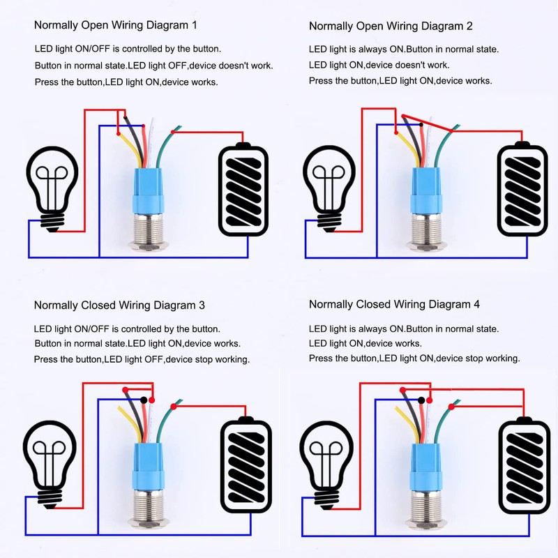 Gebildet 0.63''/16mm Stainless Steel Latching Push Button Switch 12V-24V/5A Power