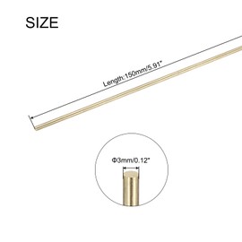 uxcell 3mm x 150mm Brass Round Rod, Metal Solid Shaft Rods Lathe Bar Stock for DIY Crafts Model Car Helicopter Airplane 8pcs