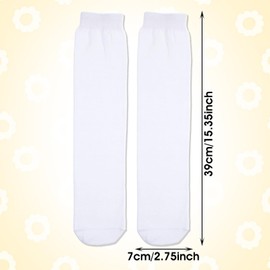 2 Pairs White Knee High Socks for Girls Mid-Calf Kids Knee High Socks，School Uniform Socks Long Socks Soft，Toddler Soccer Socks 39cm Knee Highs for Toddler Girls 4-8 years Old
