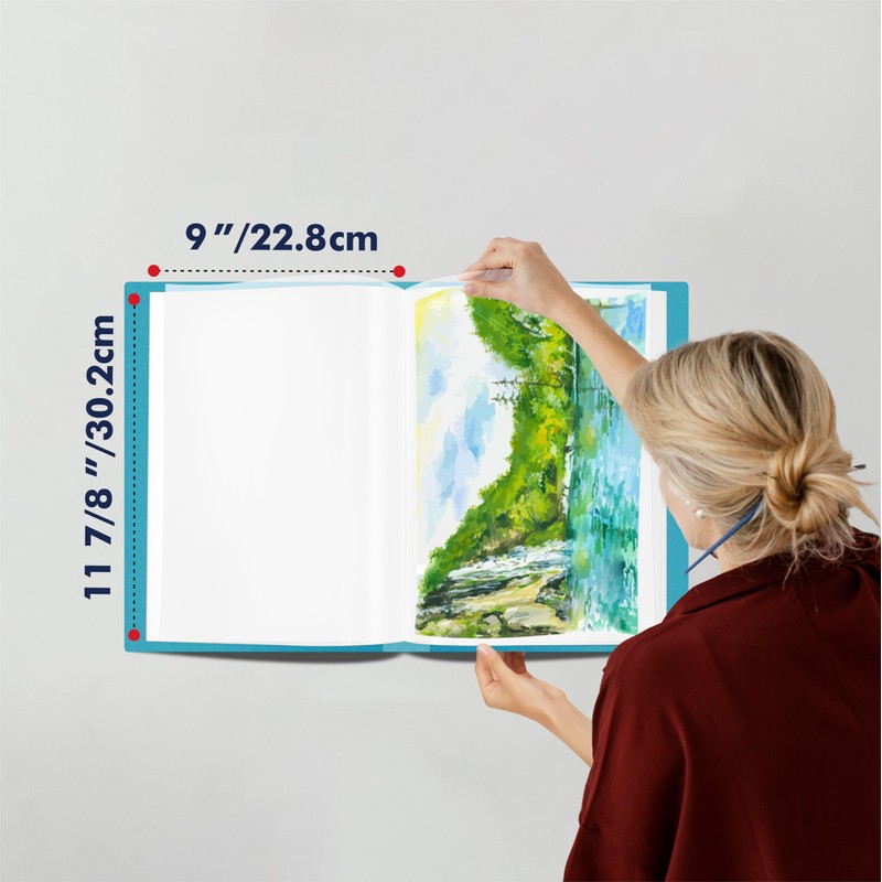 Art Portfolio Folder, 40 Clear Pockets Acqua Paper Protectors Display
