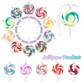 Hifot 68 Piece Candy Charms Pendant Set, Multicoloured Lollipop Bear Candy Resin Pendant DIY Jewellery Pendant for DIY Jewellery Earrings Bracelet Necklace Keyring