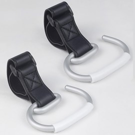Mt.Jun Stroller Hook – Aluminum Hook with Velcro Strap, Lightweight, Durable, Customizable Placement for All Occasions (Black, 2-Pack)