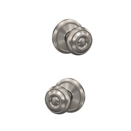 Schlage Custom FC172 GEO 619 ALD Georgian Non-Turning Knob with Alden Trim, Satin Nickel