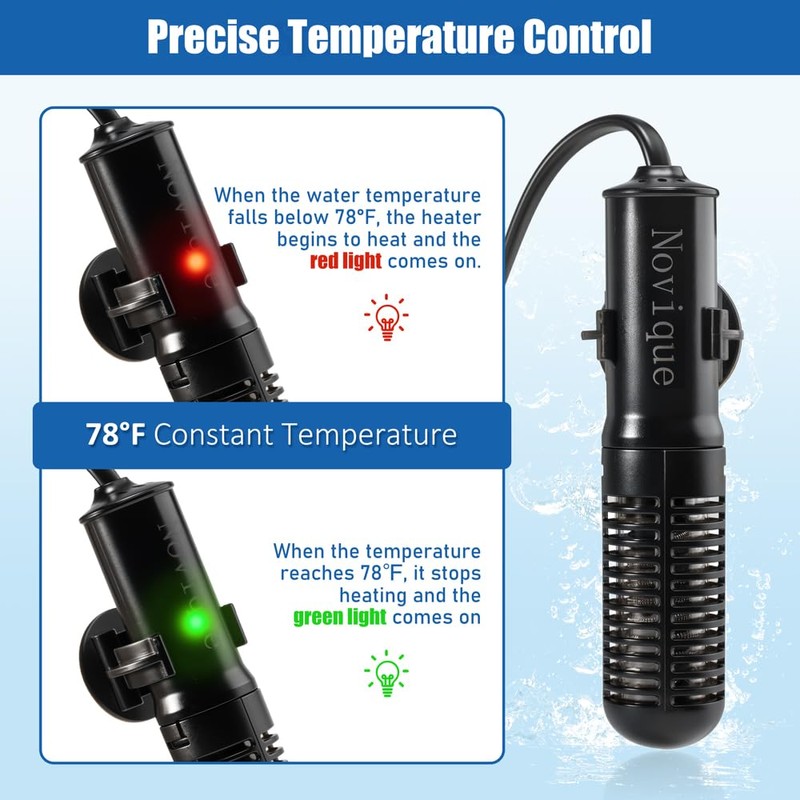 Novique 25W Mini Aquarium Heater Submersible Constant Temperature Fish Tank