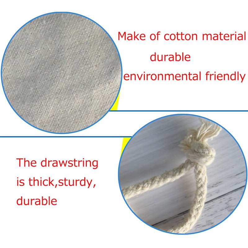 Lontenrea 8 Pcs 25x30cm Drawstring Cotton Muslin Bags Reusable Storage